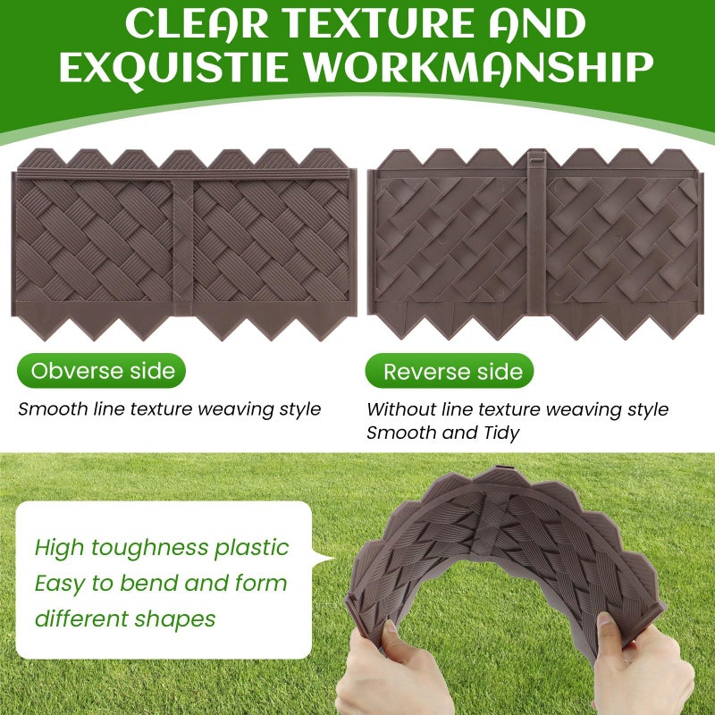 Ruppence 30-Pack Weaving Flower Bed Garden Edging Borders (30 FT) - No Dig Border Edgings with 8.5    Anchor Stakes & Interlocking Design-Thickened Borders for Lawns, Flower Beds & Landscaping - Image 3